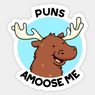 Puns A-moose Me Cute Funny Moose Pun Sticker